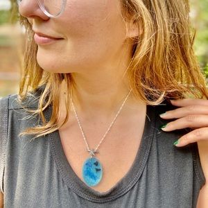 Real silver real shark teeth jellyfish necklace